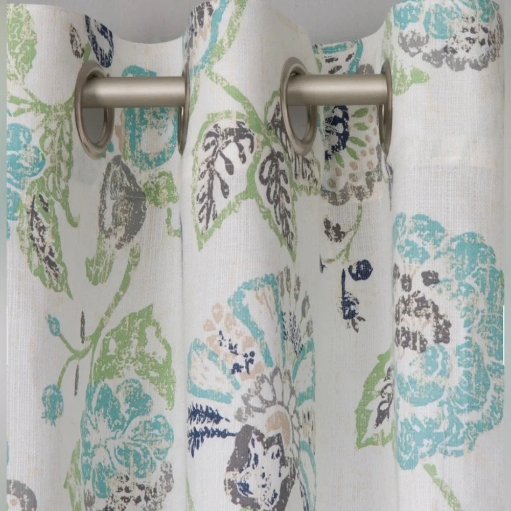 Porch & Den Summit Pointe Floral Pattern Grommet Top Panel set of 2 50x95